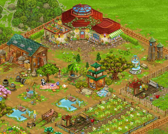 Farm mit Deko und Gebäuden
